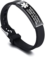 Vista 5 de VNOX - Pulseras de identificación y alerta médica para hombres, mujeres y niños, con grabado, malla ajustable de acero inoxidable, para emergencias