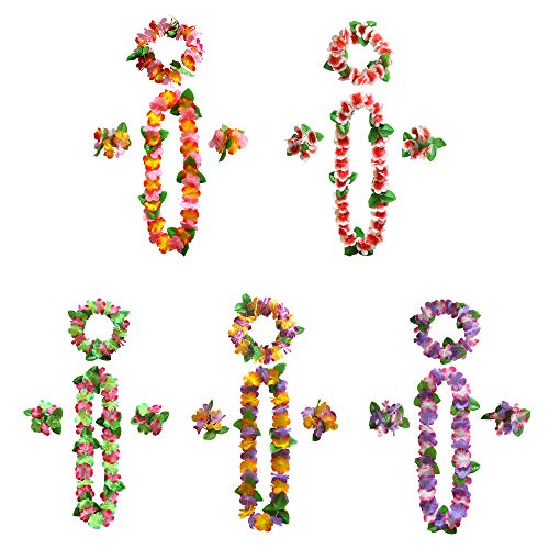 40 Packs Hawaiian Flower Leis,Tropical Luau Party Supplies Of Hula Garland Necklaces Bracelets Headband Jumbo Simulated Silk Flowers For Hawaii Decorations, Birthday Party Favors, Beach Theme Party Decorations #TOP2