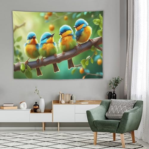 Tenture murale oiseau imprimée en 3D 150×200cm : tapis mural salon - 4