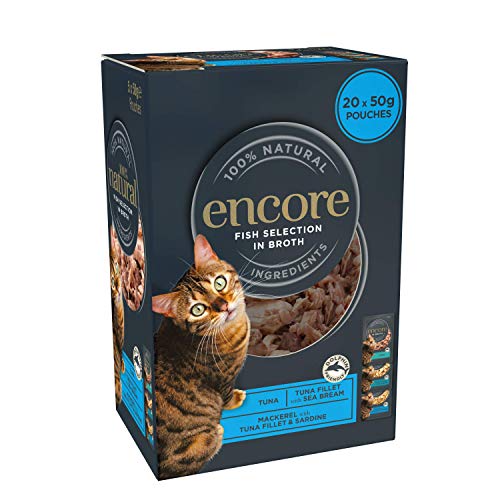Encore 100% Natural Wet Cat Food, Fish Selection in Broth 50g Pouch (20 x 50g Pouches)
