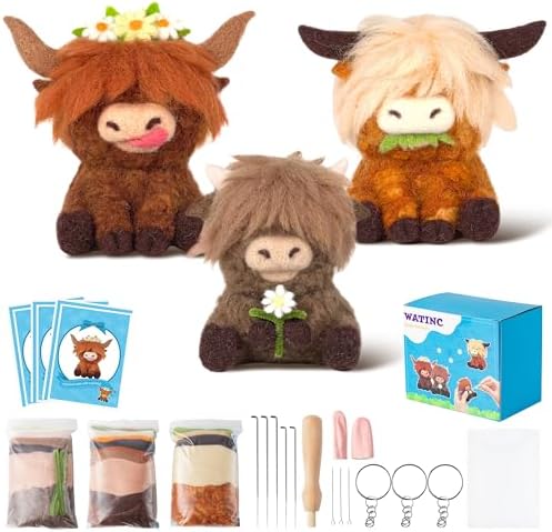WATINC Needle Felting Kit - 3 Set Unique Different Cute Doll Wool...