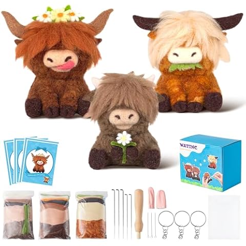 WATINC Highland Cow Needle Felting Kit Cover
