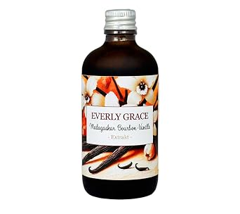 Everly Grace Bio Bourbon Vanille Extrakt alkoholfrei Natürliche flüssige Vanilleessenz aus echten Madagaskar-Schoten. Vegan ohne Zusatzstoffe und ideal zum Backen