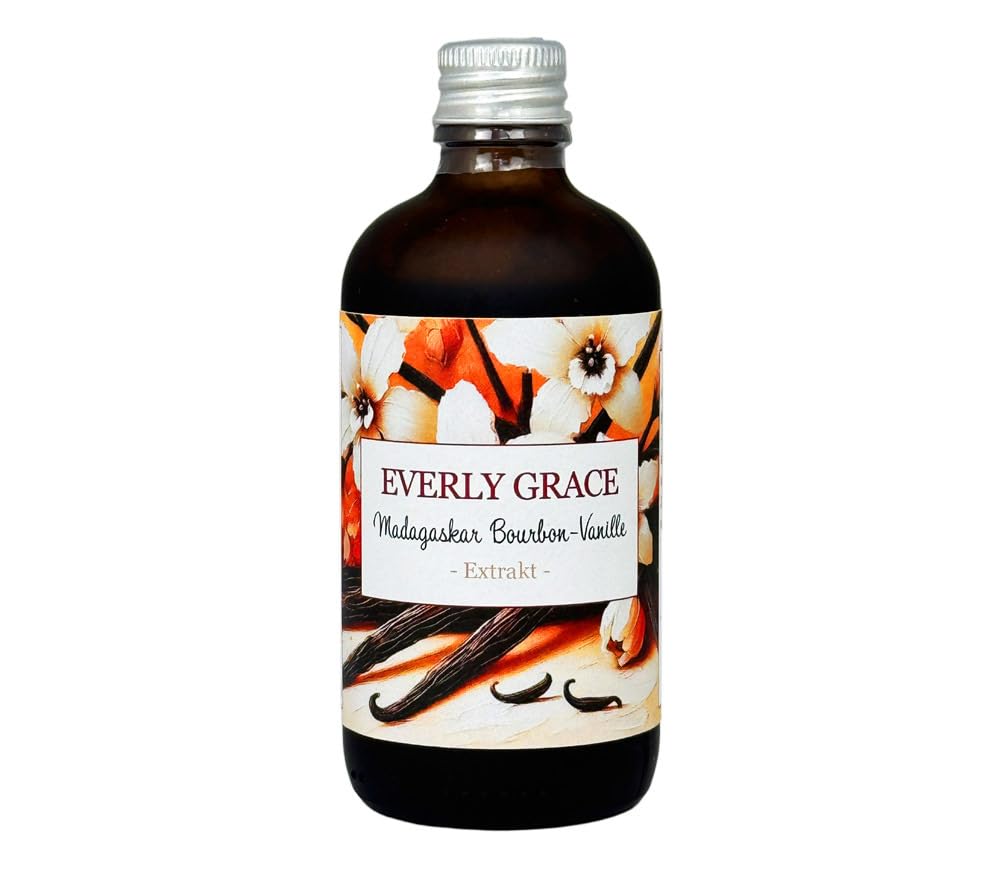 Everly Grace Extracto de vainilla bourbon orgánico sin alcohol de Madagascar, vainilla sin alcohol, extracto líquido devainilla, esencia natural devainilla, elaborado con vainas auténticas