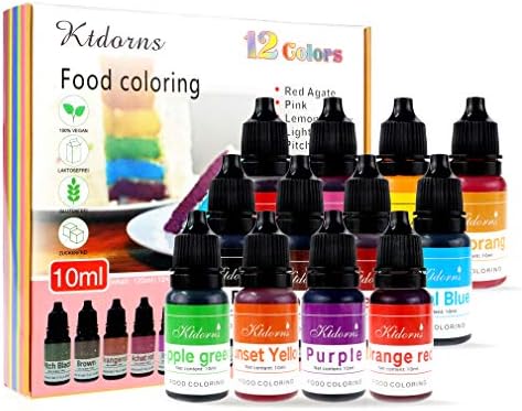 Food Coloring - 12 Color cake food coloring liquid Variety Kit for Baking, Decorating,Fondant and Cooking, Slime Making Supplies Kit - .38 fl. oz. (10ml) Bottle
