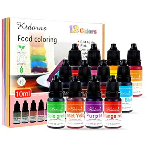 Food Coloring - 12 Color cake food coloring liquid Variety Kit for Baking, Decorating,Fondant and Cooking, Slime Making Supplies Kit - .38 fl. oz. (10ml) Bottle Cover