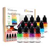 Food Coloring - 12 Color cake food coloring liquid Variety Kit for Baking, Decorating,Fondant and Cooking, Slime Making Supplies Kit - .38 fl. oz. (10ml) Bottles
