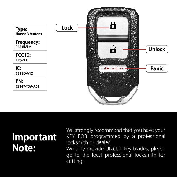 X AUTOHAUX 3-Button Smart Key Fob Replacement For Honda Fit 2015-2017 – KR5V1X, 313.8MHz, 47 Chip - View #5