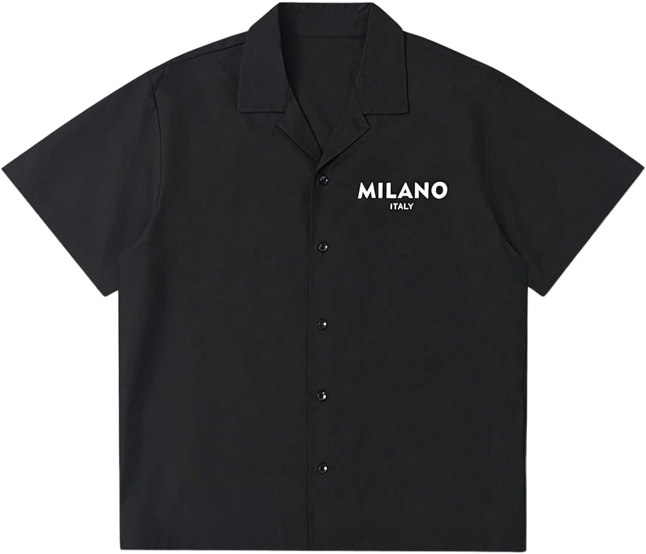 GORGLITTER Men's Striped Button Down Up Cropped T Shirt Short Sleeve Letter Summer Vacation Shirts Boxy Tees Streetwear