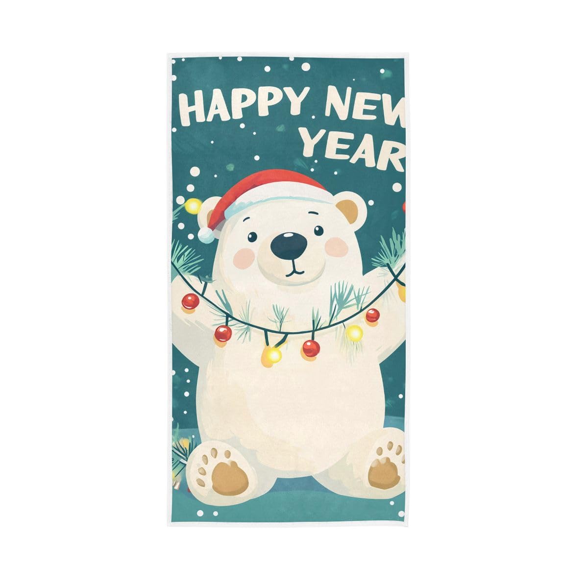 LSRCPD Happy New Year Bear Hand Towels, Decorative Towels for Hand, Face, Hair, Yoga, Kitchen, Bath 15 x 30 Inches