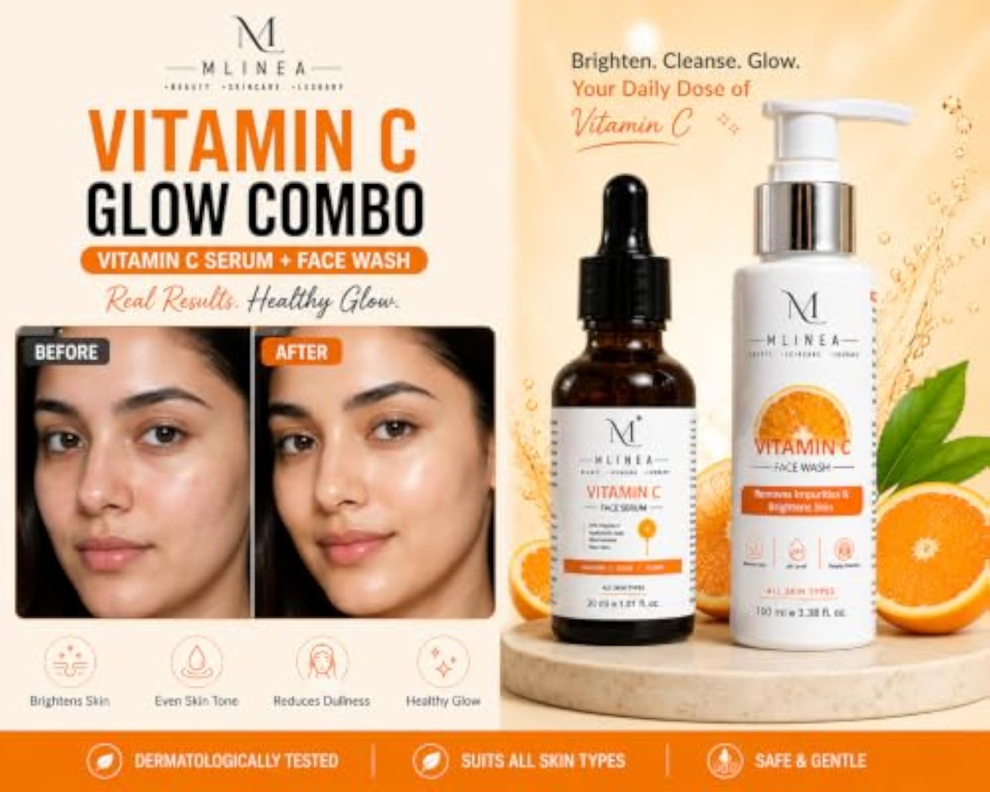Advanced Vitamin C Face Wash and Face Serum Combo