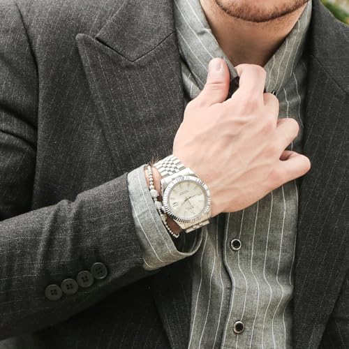 Image of BUREI Men's Classic Luxury Watch Stainless Steel Waterproof Machine Watch Fashion Double Watches Date Sapphire Crystal