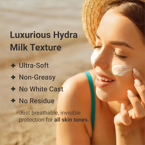 Image of SPF 50 PA+++ Sunscreen for Oily & Dry Skin | Non-Greasy, No White Cast | Deep Hydrating Daily Use Sunscreen| With Ectoin & Hyaluronic Acid | 50ml