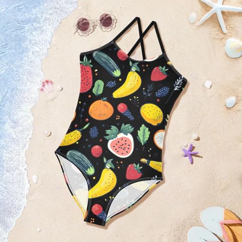 Fruits and Vegetables Girls One Piece Swimsuits Quick Dry Beach Swimwear Bathing Suit3