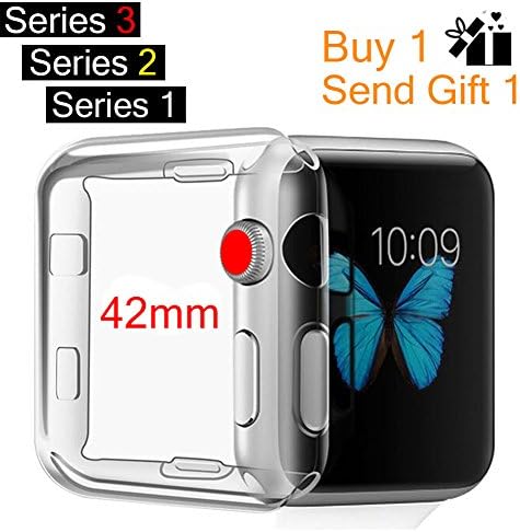 MOOLLY lll013 for Apple Watch Case, iWatch Case Soft TPU Screen Protector All-Around Protective Ultra-Thin Case Cover for Apple Watch Series 3 Series 2 Series 1 (42 mm - Front 2 Case)