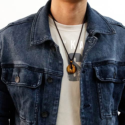 Colorfey Tiger Eye Crystal Necklace, Genuine Premium Tiger Eye Pendant For Men Women, Protection Crystal Stone Healing Necklace Adjustable 28.3 Inch #TOP4