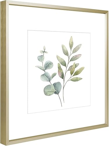 Vista 164 de Golden State Art - Marco de fotos de aluminio satinado clásico de 8 x 10 con alfombrilla de color marfil para fotos de 5 x 7 y cristal real, Dorado