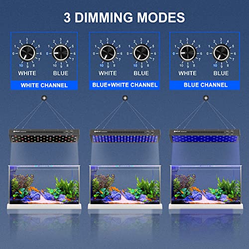 WILLS Aquarium Light, Dimmable Full Spectrum Fish Tank Light with 3 Dimming Modes & 105 Premium SMD Chips, 300W LED Aquarium Plant Light for Saltwater Freshwater Coral Reef (28"x8.5"x2.4") - Image 4