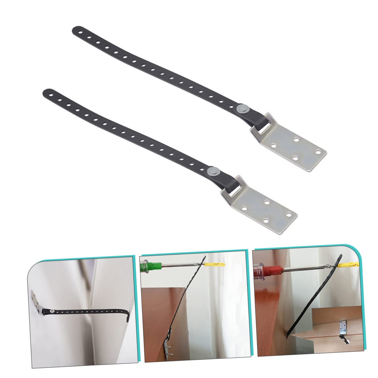 2pcs Adjustable Child Safety Furniture Anchors Tip Resistant Straps for Securing Cabinets and Bookshelves Wall Anchors for Kids Safety