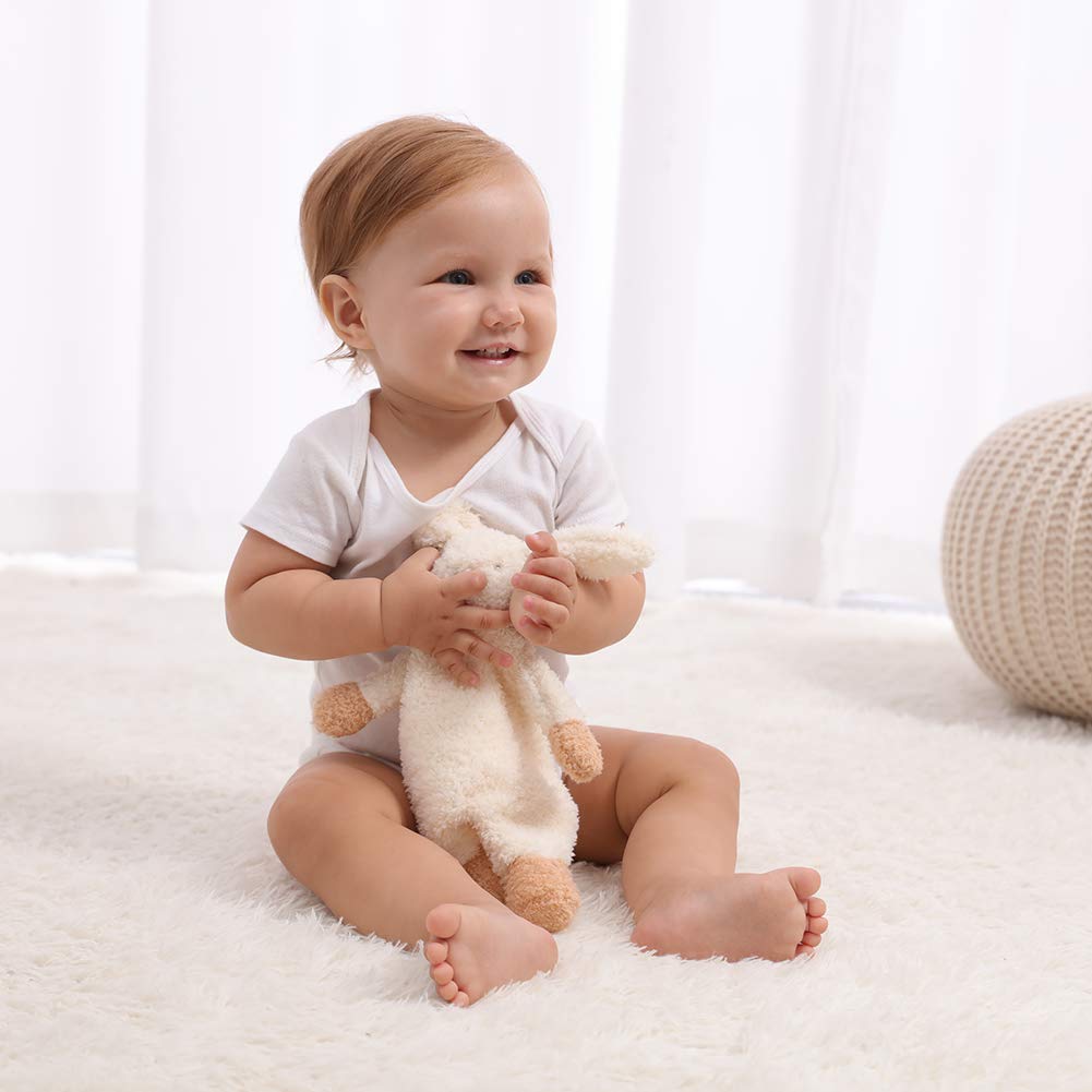 Apricot Lamb Manta de Seguridad de Albaricoque y Cordero con Peluche, diseño de Animales de Peluche,Turbante de Conejo Humanoide