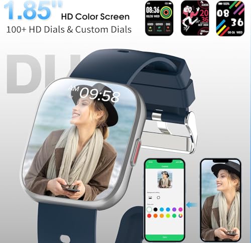 Ddidbi Smartwatch Damen Herren, Fitnessuhr Damen mit Telefonfunktion 1.85" Zoll Touchscreen… – Ansicht 3
