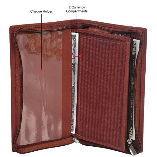 LeatherBoss Checkbook Holder Wallet with All Around Zipper and Pull Out Checkbook4