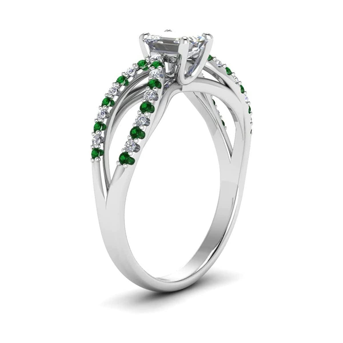 Anillos de circonita esmeralda facetada en forma de octágono, plata de ley 925, esmeralda verde, anillos de piedras preciosas de circonita cúbica - arte y coleccionables, regalo para el día de la