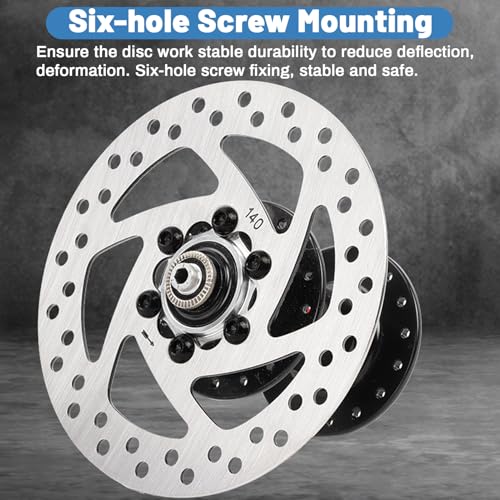 140mm Bike Disc Brake Rotor with 6 Bolts, 6 Hole Stainless Steel Bicycle Brake Rotor Bike Replacement for Road Bike Mountain Bike Electric Scooter BMX MTB