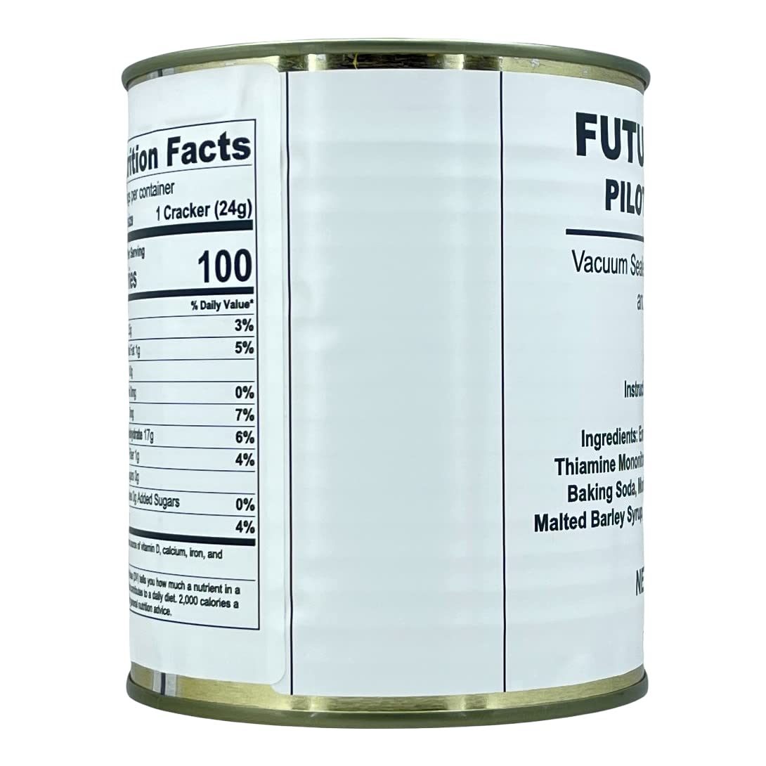 Future Essentials Sailor Pilot Bread Survival Crackers – 30-Year Shelf Life Ready to Eat Hardtack Biscuits in #2.5 Can – Made in the USA Emergency Food Supply – 12 Crackers per Can, Pack of 6