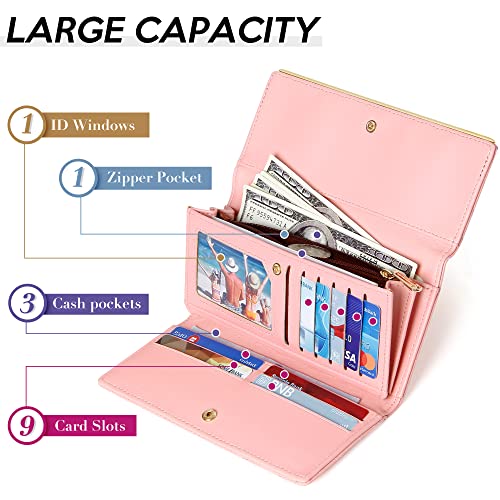 Wallet for Women RFID Blocking Large Capacity Trifold Ladies Wallet Leather Long Clutch Wallet Multi Card Organizer2