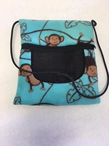 Teal with Brown Monkey's Fleece Sugar Glider Bonding Pouch Seamless Bag Hedgehog Rat Mice Small Pet
