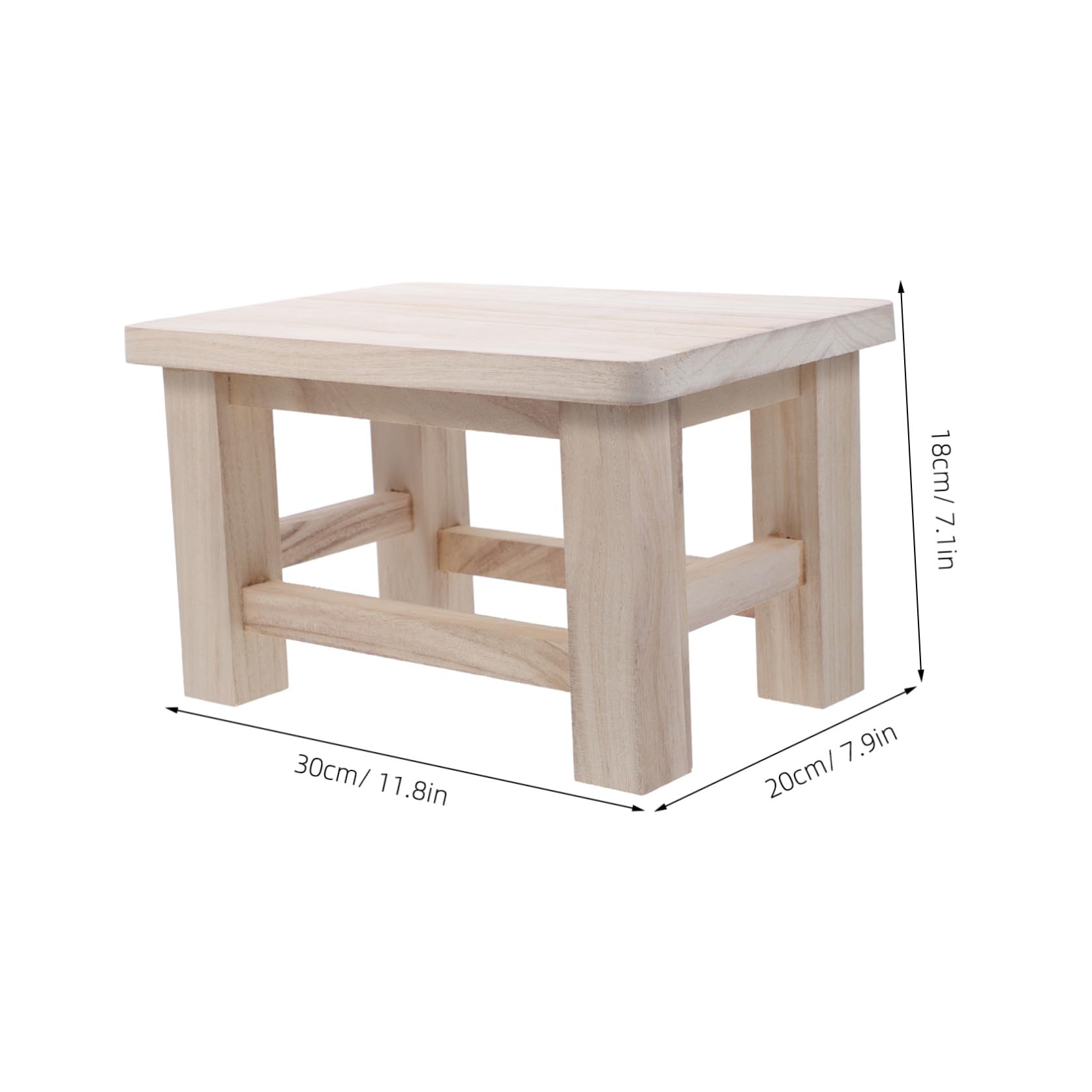 DOITOOL Taburetes Bajos Madera de Estilo Chino Compacto Superficie Lisa, Pequeño Taburete para Sentarse Adecuado Hogar en Madera Natural