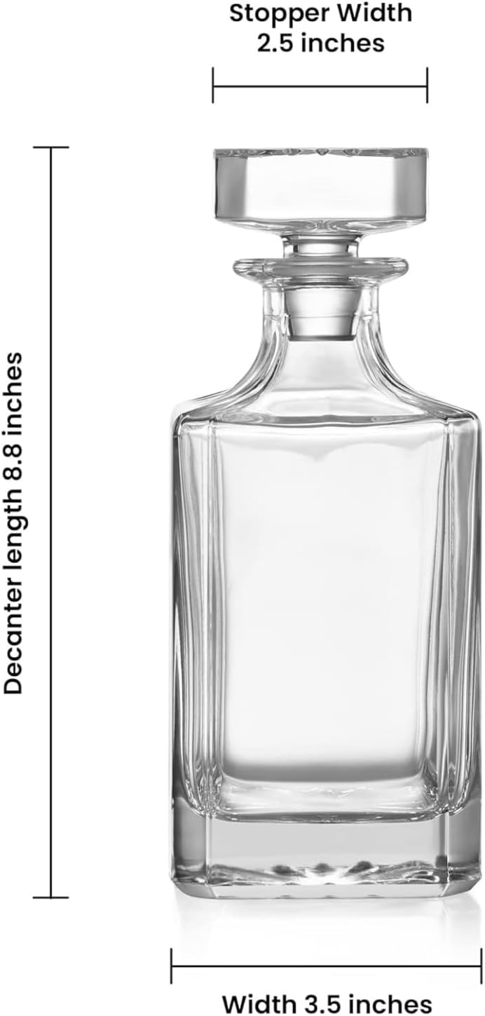 Personalized Whiskey Decanter with Custom Photo and Text, Crystal Glass Liquor Bottle 25 oz, 750ml Liquor Decanter Custom Birthday & Retirement Gifts for Men