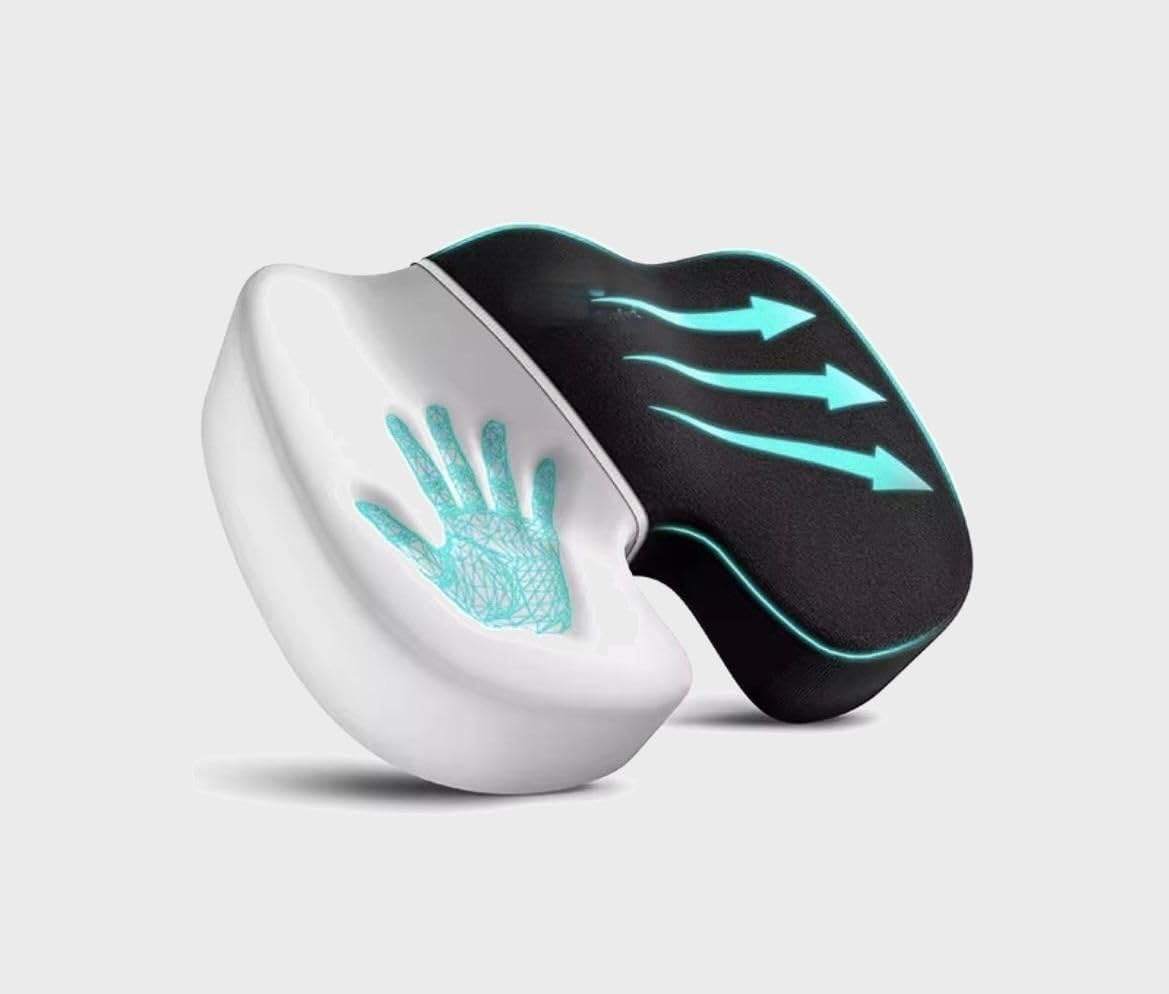 Cuscino Ortopedico Memory Foam Premium Rinfrescante per Coccige, Cuscino Antidecubito Ergonomico per Sedia Ufficio Auto Casa, Supporto Lombare Postura con Fodera Traspirante Lavabile Antiscivolo