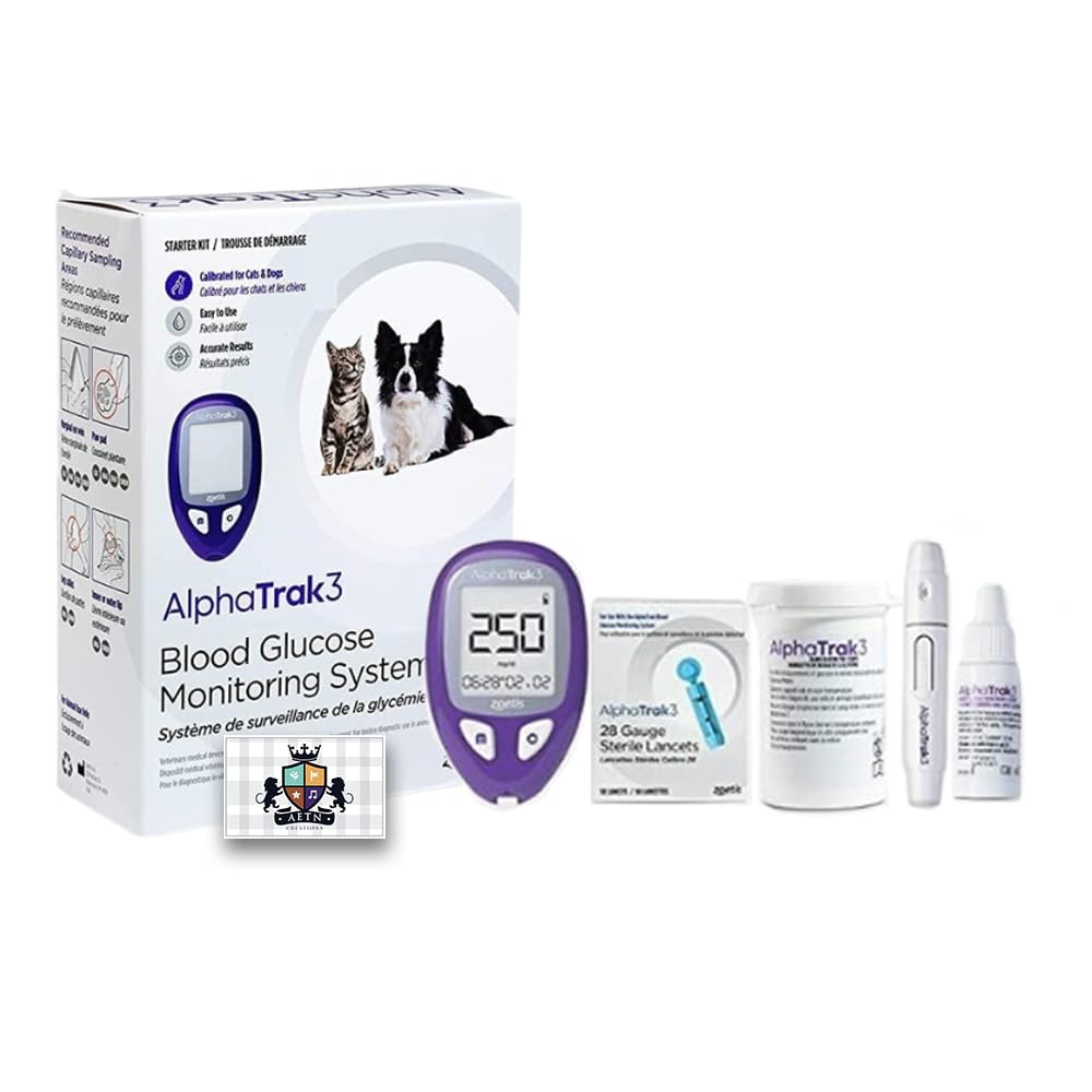 AlphaTRAK 3 Blood Glucose Monitoring Kit: Pet Glucose Testing Device for Cats and Dogs - Veterinary-Approved Diabetes Management System