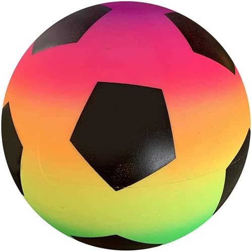 Miniatura 9 de WYNOTT Pelota de fútbol inflable para playa, pelota de fútbol de arco iris animada, pelota de fútbol de color neón para playa, uso en interiores y