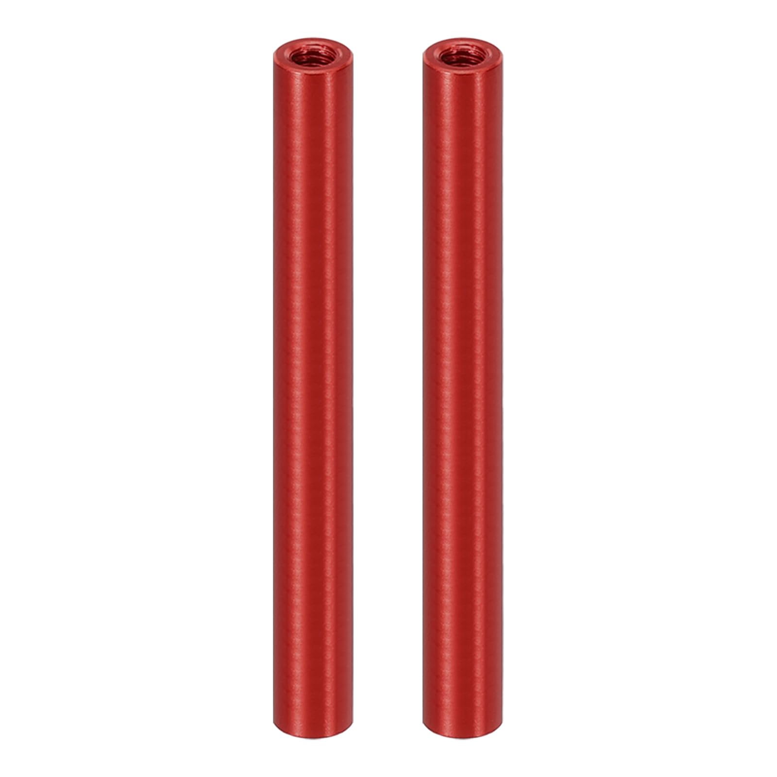 PATIKIL 2pcs M3 Metal Threaded Standoff Spacer Nuts, Round Aluminum Spacers Female Coupling Screws, 1/8" ID x 3/16" OD, Red, (55mm L) — image 1