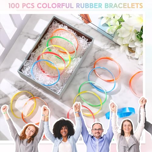 Image of Liliful 100 Pcs Silicone Rubber Wristbands Rubber Wristband Bracelet Bands for Silicone Wristbands for Women Men(Multicolor)