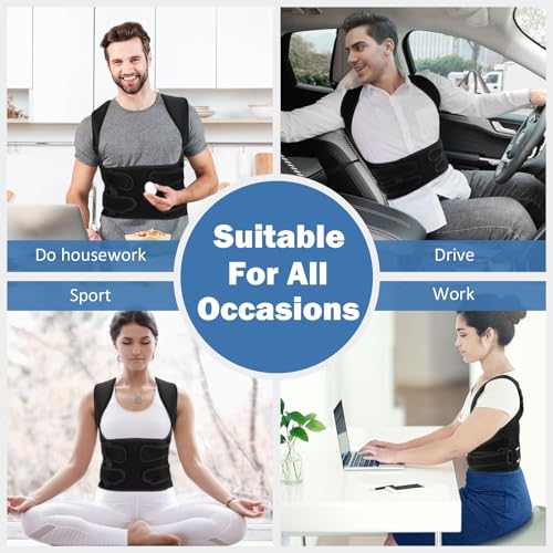 Posture Corrector Back Support Brace:Neck and Shoulder Supports Belt for Women and Men - Lower Back Straightener Straps Adjustable - Posture Correction Straps for Lumbar Upper Back Support Black (L) - Image 5
