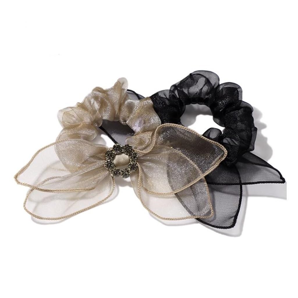 Élastique cheveux chouchou organza bowknot strass cravate cheveux élastique femme