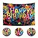 Imirell Graffiti Backdrop, Neon Happy Birthday Backdrop, 7Wx5H Feet Colorful Painting for Boys Teens Polyester Fabric Photography Backgrounds Photo Shoot Decor Props Decoration
