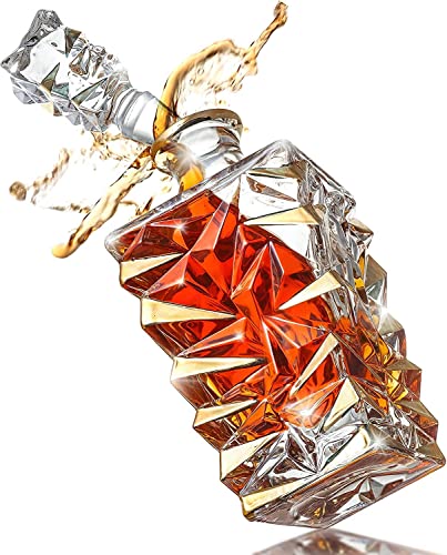Image of Vilon 850 ml Crystal Whiskey Decanter with Glass Stopper - Premium Spirit Decanter for Whisky, Scotch, Rum, Bourbon