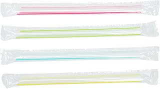 Karat [2,000 ct] 7.5" Boba Straws (0.39" Diameter), Individually Wrapped | Clear with Mixed Stripes
