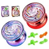 SKIKHN 2 Stück LED Licht YoYo, Leuchtendes JoJo mit Saiten und Fingerling, Responsive JoJo für Teens und Anfänger, Anfänger Party Gunst