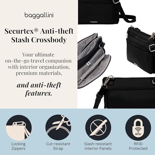Image of Securtex Anti-Theft Stash Crossbody - 9.25 inchx 6.25 inch Travel Safe Bag w /Locking Zippers