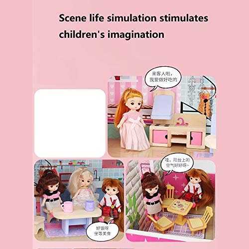 OUPAI Häuser für Modepuppen Holzpuppenhaus, 3-Geschichte Puppenhaus und Möbel Kit mit Möbel und Puppen, Pretend Play… – Bild 3