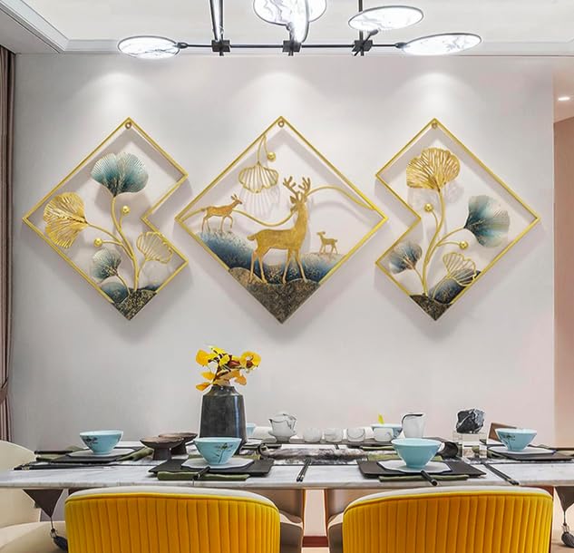 CRAFTSMITH EXPORTS Products Decorative Black Gold Iron Wall wall art for lobby Modern Deer Wall Hanging Art Home
