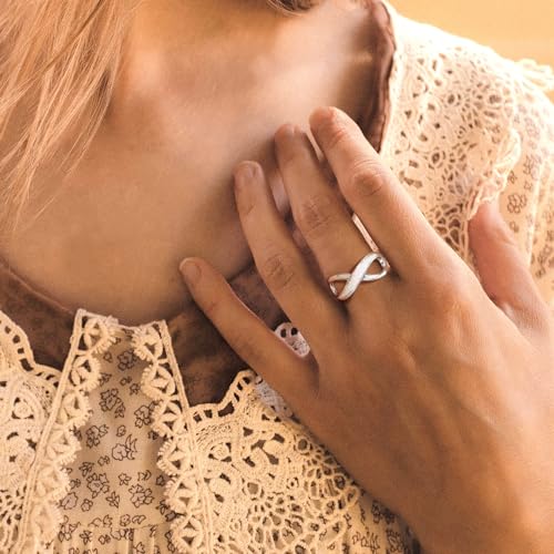 Suplight 925 Sterling Silver Ring Simple Infinity Knot Wedding Band Rings Love Knot Promise Ring for Women Size 4-12(with Gift Box)3