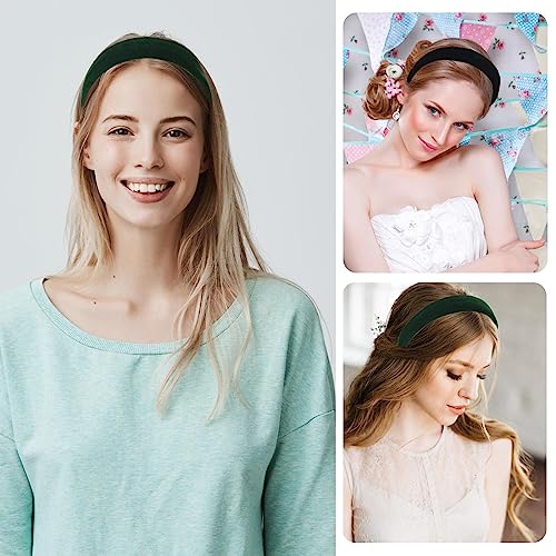 Wide headbands for Women's Hair Velvet Soft Head Bands Vintage Elastic Band for Women Girls No Slip Hairband Hair Accessories Fashion Headbands(3Pcs/Black Red Green) - Image 3