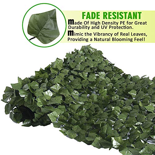 Kdgarden 99"X39" Artificial Hedge Panels Faux Ivy Fence Leaf And Vine Privacy Screen Uv-Protected Decorative Trellis Wall Screen For Outdoor Garden And Yard Decoration, Dark Green #TOP2